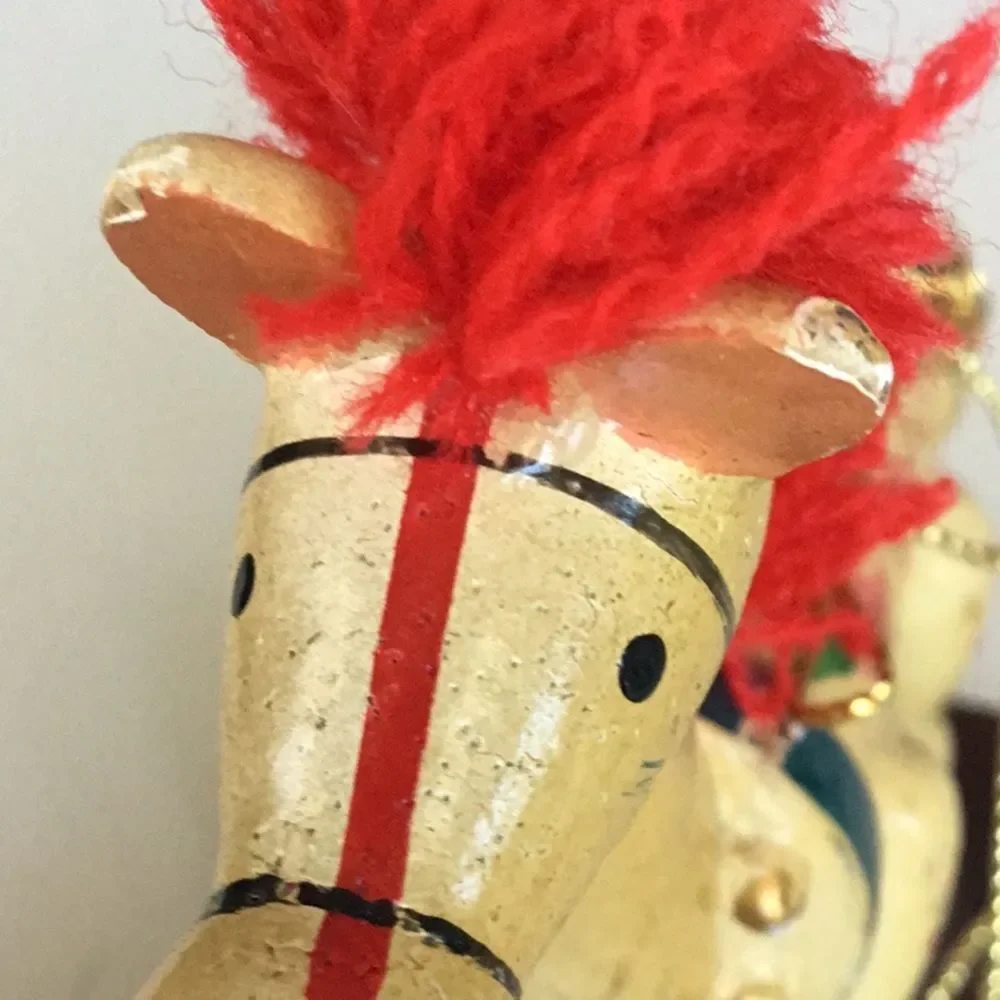 Horse drum Christmas tree ornament vintage nostalgia wooden tree hanging decor
